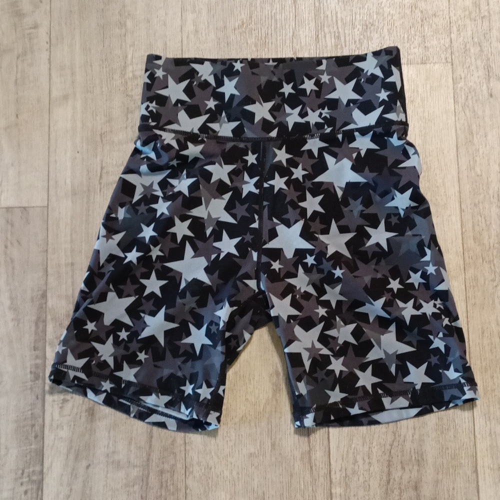 CUT THE FRILLS Bike Shorts Sz 1 Small Athletic Spandex stretch biker stars b33